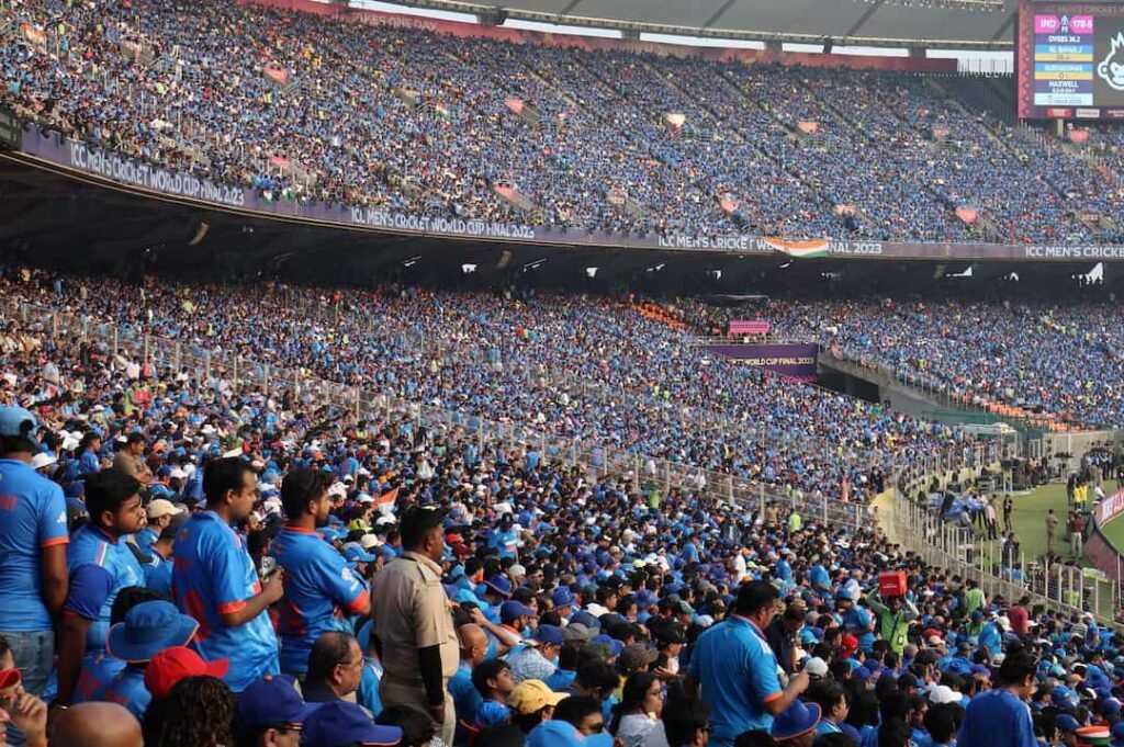 Football stadium celebrating World Cup goal scorers during historic final matches