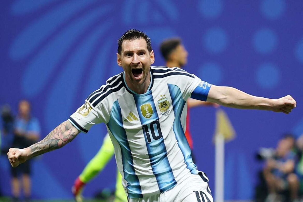 Lionel Messi celebrates after inspiring Argentina's 3-2 comeback win over Egypt to reach the 2026 FIFA World Cup quarter-finals.
