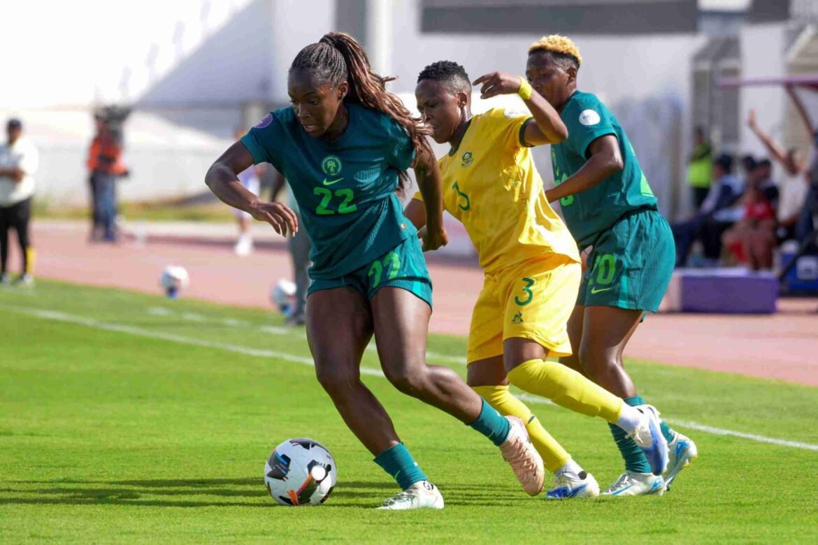 Super Falcons players during Nigeria’s World Cup play-off against South Africa in Morocco